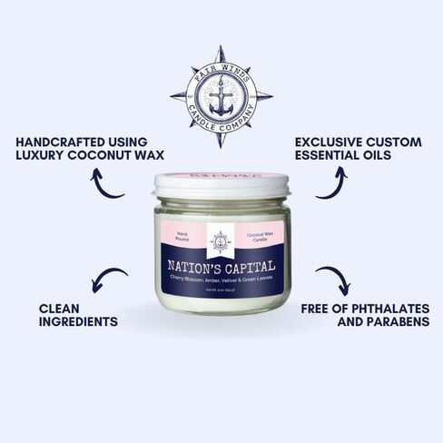 Cotton Wick Candle - Handmade by Veterans with Coconut Wax & Essential Oils, 50 Hour Burn Time (Windward Scent, 9 oz) in Saudi Arabia