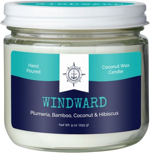 Cotton Wick Candle - Handmade by Veterans with Coconut Wax & Essential Oils, 50 Hour Burn Time (Windward Scent, 9 oz) in Saudi Arabia