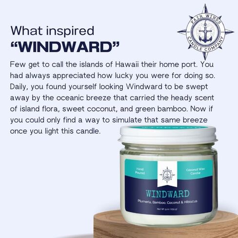 Cotton Wick Candle - Handmade by Veterans with Coconut Wax & Essential Oils, 50 Hour Burn Time (Windward Scent, 9 oz) in Saudi Arabia