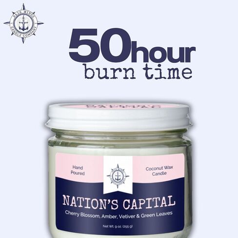 Cotton Wick Candle - Handmade by Veterans with Coconut Wax & Essential Oils, 50 Hour Burn Time (Windward Scent, 9 oz) in Saudi Arabia