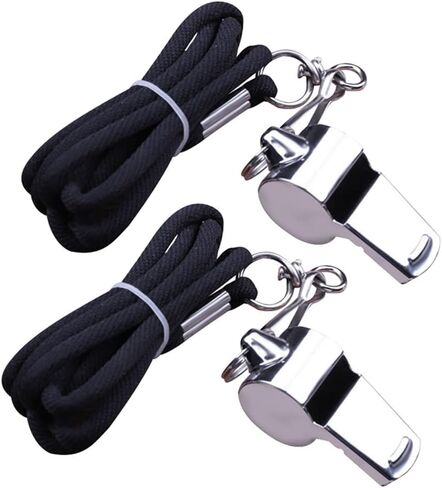 صافرة، 2 عبوة من صفارات الفولاذ المقاوم للصدأ الملائمة للطعام مع حبل قصير. صفارات صوتية عالية وواضحة مثالية لمدرسي الشرطة المدربين in Kuwait