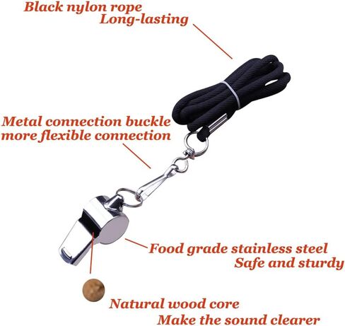 صافرة، 2 عبوة من صفارات الفولاذ المقاوم للصدأ الملائمة للطعام مع حبل قصير. صفارات صوتية عالية وواضحة مثالية لمدرسي الشرطة المدربين in Kuwait