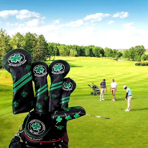 HELLO NRC Golf Head Cover Wood Covers Club Covers for Driver/Fairway/Hybrid UT/Mallet Putter Cover/PU Leather Four Clover Lucky with Interchangeable Number Tag in Saudi Arabia