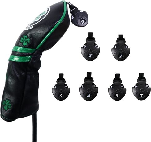 HELLO NRC Golf Head Cover Wood Covers Club Covers for Driver/Fairway/Hybrid UT/Mallet Putter Cover/PU Leather Four Clover Lucky with Interchangeable Number Tag in Saudi Arabia