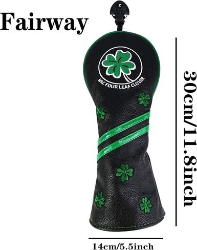 HELLO NRC Golf Head Cover Wood Covers Club Covers for Driver/Fairway/Hybrid UT/Mallet Putter Cover/PU Leather Four Clover Lucky with Interchangeable Number Tag in Saudi Arabia