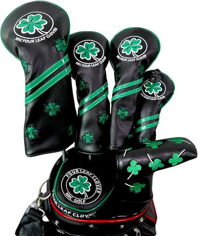 HELLO NRC Golf Head Cover Wood Covers Club Covers for Driver/Fairway/Hybrid UT/Mallet Putter Cover/PU Leather Four Clover Lucky with Interchangeable Number Tag in Saudi Arabia