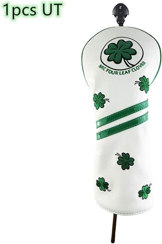 HELLO NRC Golf Head Cover Wood Covers Club Covers for Driver/Fairway/Hybrid UT/Mallet Putter Cover/PU Leather Four Clover Lucky with Interchangeable Number Tag in Saudi Arabia