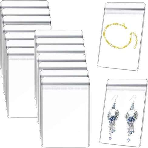 حقائب مجوهرات شفافة من PVC، حقائب مجوهرات بلاستيكية شفافة مضادة للأكسدة بسحاب، أقراط، خواتم، قلادات، حقائب تخزين المجوهرات (1.96 × 2.75 بوصة (100 قطعة)) in Kuwait