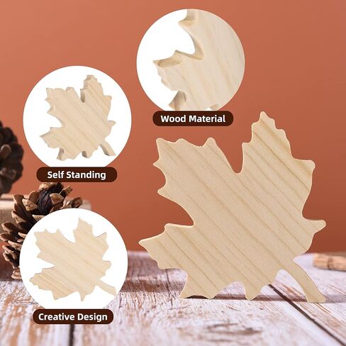 12 قطعة من قطع أوراق القيقب الخشبية الخريفية غير المكتملة لطاولة الأوراق الخشبية علامة الخريف عيد الشكر مزرعة صينية متدرجة ديكور كتلة خشبية ثلاثية الأبعاد للحصاد DIY Craft Home Office Office Party Decor in Kuwait