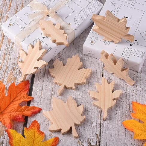 12 قطعة من قطع أوراق القيقب الخشبية الخريفية غير المكتملة لطاولة الأوراق الخشبية علامة الخريف عيد الشكر مزرعة صينية متدرجة ديكور كتلة خشبية ثلاثية الأبعاد للحصاد DIY Craft Home Office Office Party Decor in Kuwait