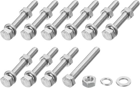 Hex Head Screws Bolts, Nuts, Flat & Lock Washers Kits (M6-1x45mm) 10 Set, Stainless Steel Fully Threaded Machine Screws Bolt Set - for Home Appliance Equipment in Saudi Arabia
