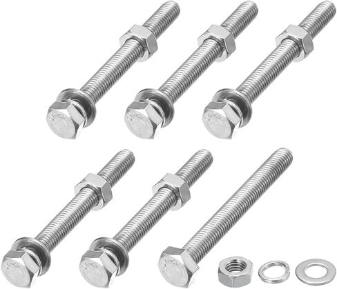 Hex Head Screws Bolts, Nuts, Flat & Lock Washers Kits (M6-1x45mm) 10 Set, Stainless Steel Fully Threaded Machine Screws Bolt Set - for Home Appliance Equipment in Saudi Arabia