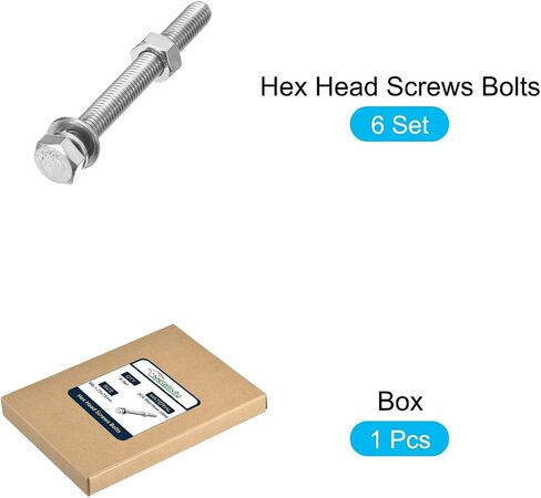Hex Head Screws Bolts, Nuts, Flat & Lock Washers Kits (M6-1x45mm) 10 Set, Stainless Steel Fully Threaded Machine Screws Bolt Set - for Home Appliance Equipment in Saudi Arabia