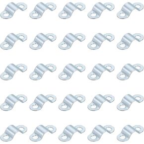 uxcell 25Pcs Rigid Pipe Strap Fit M3.5 (1/7") Tube OD, 2 Holes Carbon Steel Tension Tube Clamp, U Bracket Tube Clip for Pipe or Cable Fixing, Silver