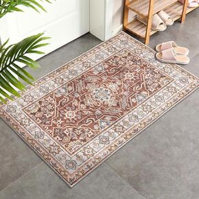 DECOMALL BAOLA Kitchen Runner Rug, Traditional Long Carpet for Hallway Walkway Entryway, Brown 2'6''x9'