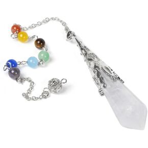 Natural White Clear Quartz 12 Faceted Therapy Healing 7 Chakra Dowsing Divination Chakra Reiki Point Pendulum 3 inch