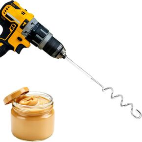 Peanut Butter Stirrer, 11.8 Inch Stainless Steel Nut Butter Mixer Peanut Butter Stirring Tool Drill Nut Butter Stirrer Fast Mixing Stirrer Utensil for Mixing Various Peanut Butter Jam