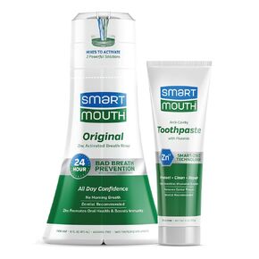 SmartMouth Premium Zinc Ion Toothpaste & Original Activated Mouthwash Combo - Whitening Toothpaste with Fluoride (Mild Mint Flavor) & Adult Mouthwash for Bad Breath (Fresh Mint Flavor)