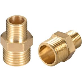 uxcell Brass Male to Male Straight Pipe Reducing Hex Fitting G1/4 x G1/8 Male Connector 2pcs