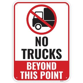 1PC No Delivery Trucks Beyond This Point Sign, 18 x 12 Inches - Aluminum - No Vehicles Beyond This Point Driveway Sign