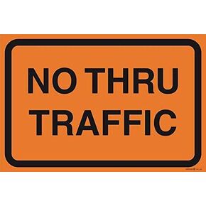 New Street Sign Metal Tin Sign/Sign No Thru Traffic Orange Road Street Construction Area Work Zone Safety Sign Outdoor Safety Warning Decoration 8x12 Inches Aluminum Sign
