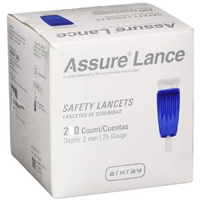 Arkray 980225 SAFETY Lancet Assure Lance Fixed Depth Lancet Needle 2.0 mm Depth 25 Gauge Push Button (Pack of 200)