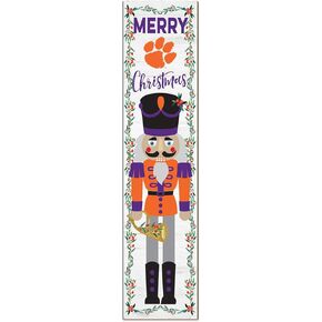 Clemson Tigers Nutcracker Porch Leaner, 11x46 Inches, Tigers Outdoor Christmas Sign; Display Some Holiday Cheer with This Clemson Tigers Nutcracker Sign
