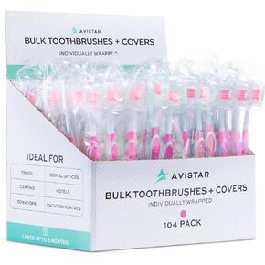 4 Pack Toothbrushes for Adults - Individually Wrapped Medium Bristle Toothbrushes with Covers - Blue - Convenient & Affordable Dental Care for Travel, Hotels, Airbnb, Missions & More