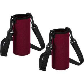 PATIKIL 65mmx155mm Water Bottle Sling Bag, 2 Pack Neoprene Portable Insulated Bottle Holder Carrier with Adjustable Shoulder Strap, Black