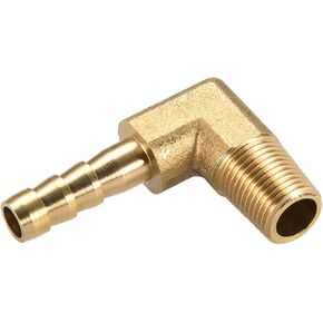Brass Hose Barb Fittings - 90 Degree Elbow Brass 6mm Barbed Reducer Apply to Water Fuel (1/8 PT Male Pipe)