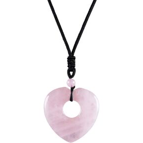 TUMBEELLUWA Crystal Heart Gemstone Pendant Necklace for Man for Women, Natural Healing Crystal Stone Pendant with Chain Adjustable