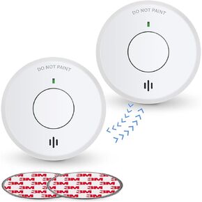 Ecoey Smoke Detector Interconnected, Wireless Fire Alarm with Built-in Lithium Battery, 10-Year Fire Safety with Silence Function and Low Battery Warning, FJ111-1 Pack