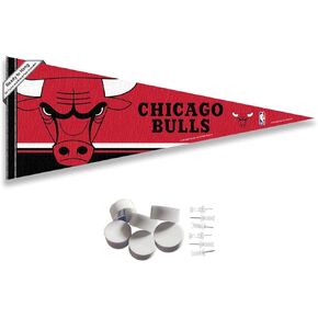 Chicago Bulls Pennant Flag and Wall Tack Pads Mounts