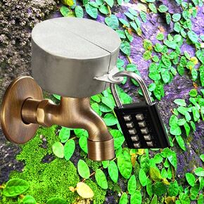 Faucet Fortress Outdoor Faucet Lock - Stylish Stainless Steel Lock with Code Protection, Door Knob Lock Out Device, Fits Gate Valve and Spigot Handles 1.5"-3", for Outside, Yard, Silver