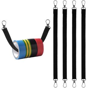 4 Pcs Black Electrical Tape Holder Thong with Snap Hooks Electrical Tape Holder Strap Polyester Electrical Tape Holder Chain Tape for Tool Belts for Pouch Bag Tool Box Construction