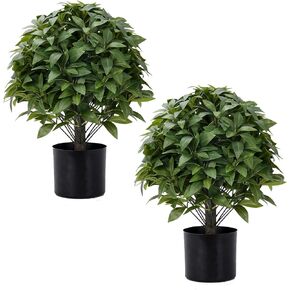 20" Outdoor Evergreens in Outdoor Faux Boxwood Artificial Shrub Potted Plant for Indoor Porch of Home and Office 2 Pieces a Set Topiary Trees