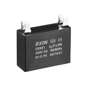 uxcell Ceiling Fan Capacitor CBB61 4uF 450V AC Double Insert Metalized Polypropylene Film Capacitors 47x17.5x34.5mm for Water Pump Motor Generator