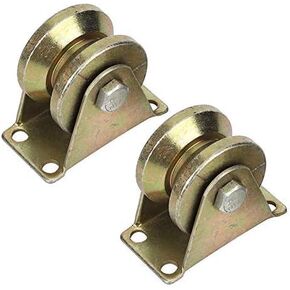 2" Dia V- Plate Caster Wheels with Bracket for Inverted Track, Thicken Casters for Gate Frame, Ideal for Sliding Door Industrial Machines, 660 lbs Capacity 2pcs