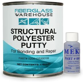 Structural Polyester Putty for Bonding and Repair - Filled with Fiberglass Fibers for Extra Strength. Patching, Filling or bonding for Automotive and Marine Appliciations.