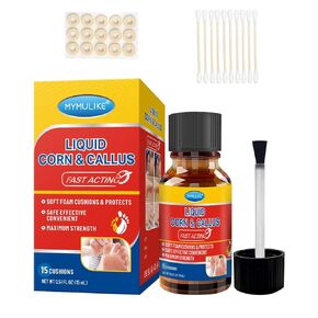 Liquid Corn Remover, Corn Removers for Toes, Fast Acting Liquid for Corn, Safe Removes Corns Fast Extra Strength for Kids and Adults, 15ml Liquid with 15PCS Cushions 10PCS Swabs (15ML*1)