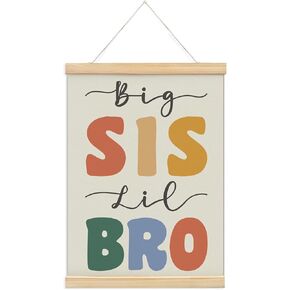 foedor Big Sister Little Brothe Canvas Poster,Sibling Gifts for Sisters,Canvas Hanging Banner Wall Sign Decor,Gift for Nursery Baby Kids Girl Boy Teen Bedroom Playroom,12x16 Inch