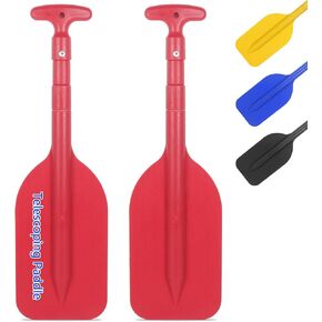 Boat Paddle Telescoping 2 Pack, Boat Oars Collapsible Emergency Paddle 21"-43" Adjustable, Telescoping Canoe Paddle Aluminum Shaft Anti Slip for Kids and Adults