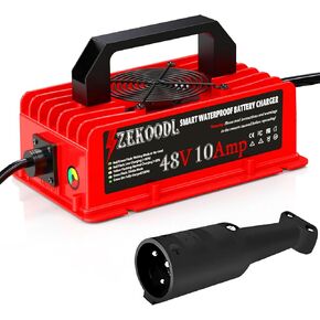48 Volt Golf Cart Battery Charger for Club Car,10 Amp Trickle Charge Golf Cart Charger,16FT Cable, 5-8 Hours Full Charge Portable Golf Cart Charger for Lead Acid Battery,AGM,Gel