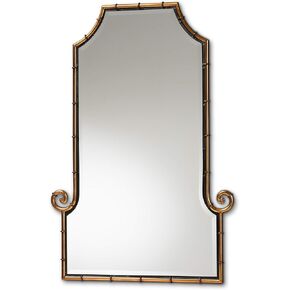 Baxton Studio Layan Glamourous Hollywood Regency Style Gold Finished Metal Bamboo Inspired Accent Wall Mirror