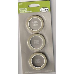 Testors Masking Tape 3 Rolls 20 ft Each Sizes 0.062in 1.57mm,0.125in 3.17mm, 0.25in 6.35mm
