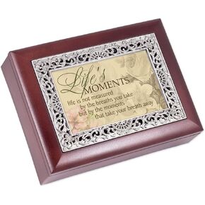 Cottage Garden Life Measured by Moments Rosewood Jewelry Music Box Plays Wonderful World