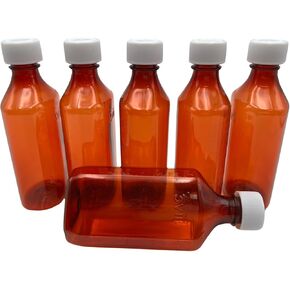 Sandhill Tools Premium Oval Plastic Liquid Medicine Bottles with Child Resistant Caps 8 Oz, Pharmacy Leak Proof Travel Containers for liquids and Lotions (12 Pack)