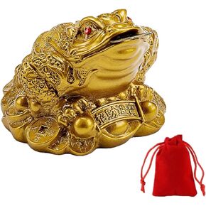 Lucky Frog Coin, Feng Shui Toad Coin Money Lucky Frog Chinese Charm for Prosperity Home Decoration Gift (6cm x 6cmx5cm)