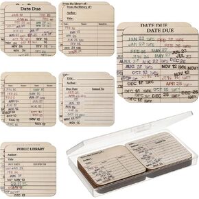 12 Pcs Library Due Date Card Coaster Set Vintage Coasters Coffee Mug Library Club Gift Literary Ornament for Book Club Book Lovers Librarian Writers Women Men Kid Back to School Graduation Gift