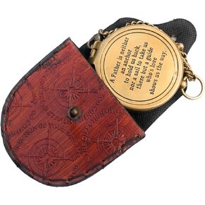 NauticalMart A Father Is Neither an Anchor Engraved Compass Best Gift for Dad, Dad's Birthday Gifts, Father's Day Compass with Case